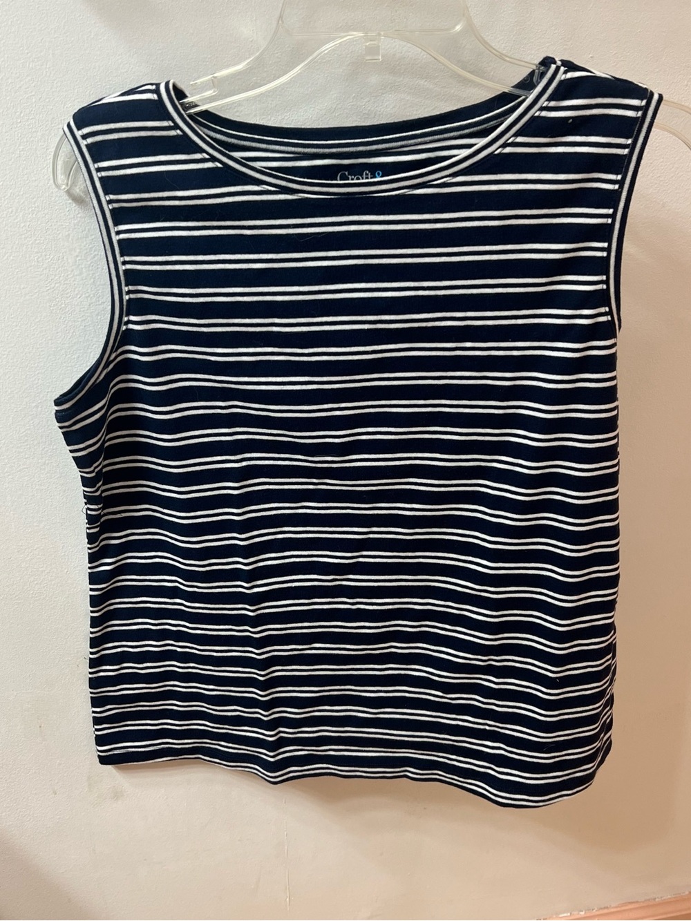 Croft & Barrow Navy and White Striped Sleeveless Top